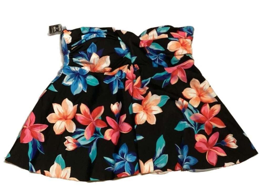 Swim Solutions Floral Print Bow-Front Tummy Control Swimdress
